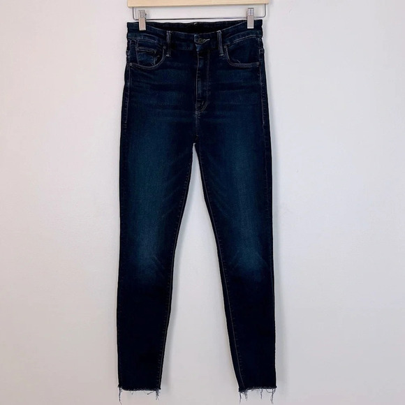 Mother Denim High Waisted Looked Skinny Jeans Dark Blue 26 Minimalist Boho Fall - Picture 1 of 7